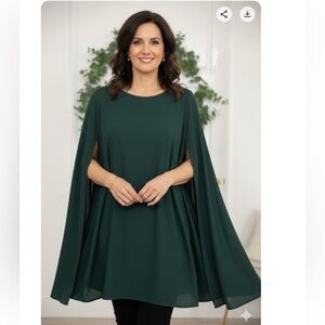 BELLA FLORE GREEN CAPE  DRESS MID LENGTH SLEEVELESSElegant Dark Green Cape.  XL